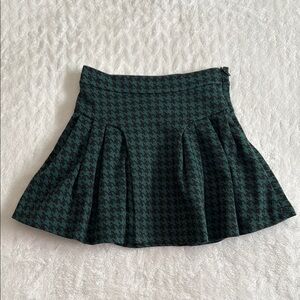 Zara Kids Green Houndstooth Skirt